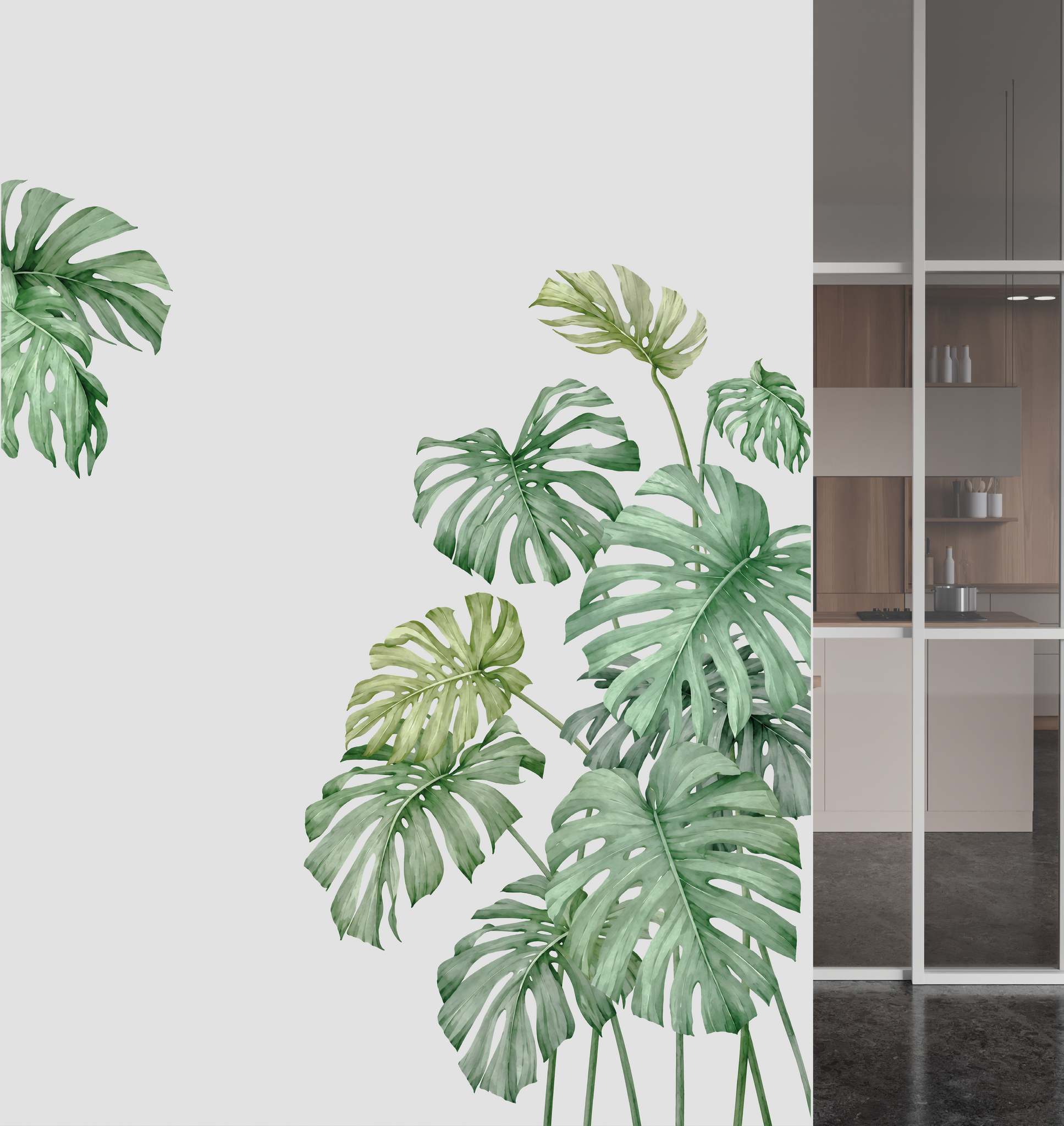Muursticker jungle decoratieve palmbladen groen botanisch