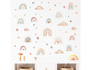 Boho Regenboog Muurstickers met Hartjes, Sterren en Wolkjes voor de Kinderkamer