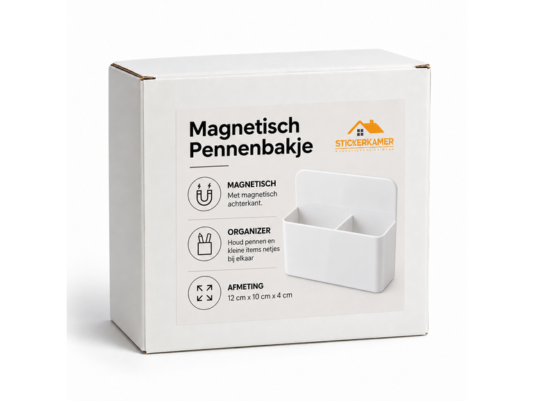 Magnetisch pennenbakje wit met 2 vakken – voor pennen, stiften en krijtjes Stickerkamer Magnetisch pennenbakje wit met 2 vakken – voor pennen, stiften en krijtjes