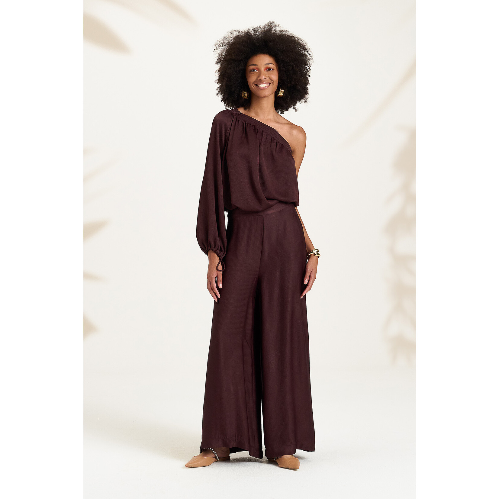 Même Road M8233P pantalon in 100% viscose kleur mogane (bruin)