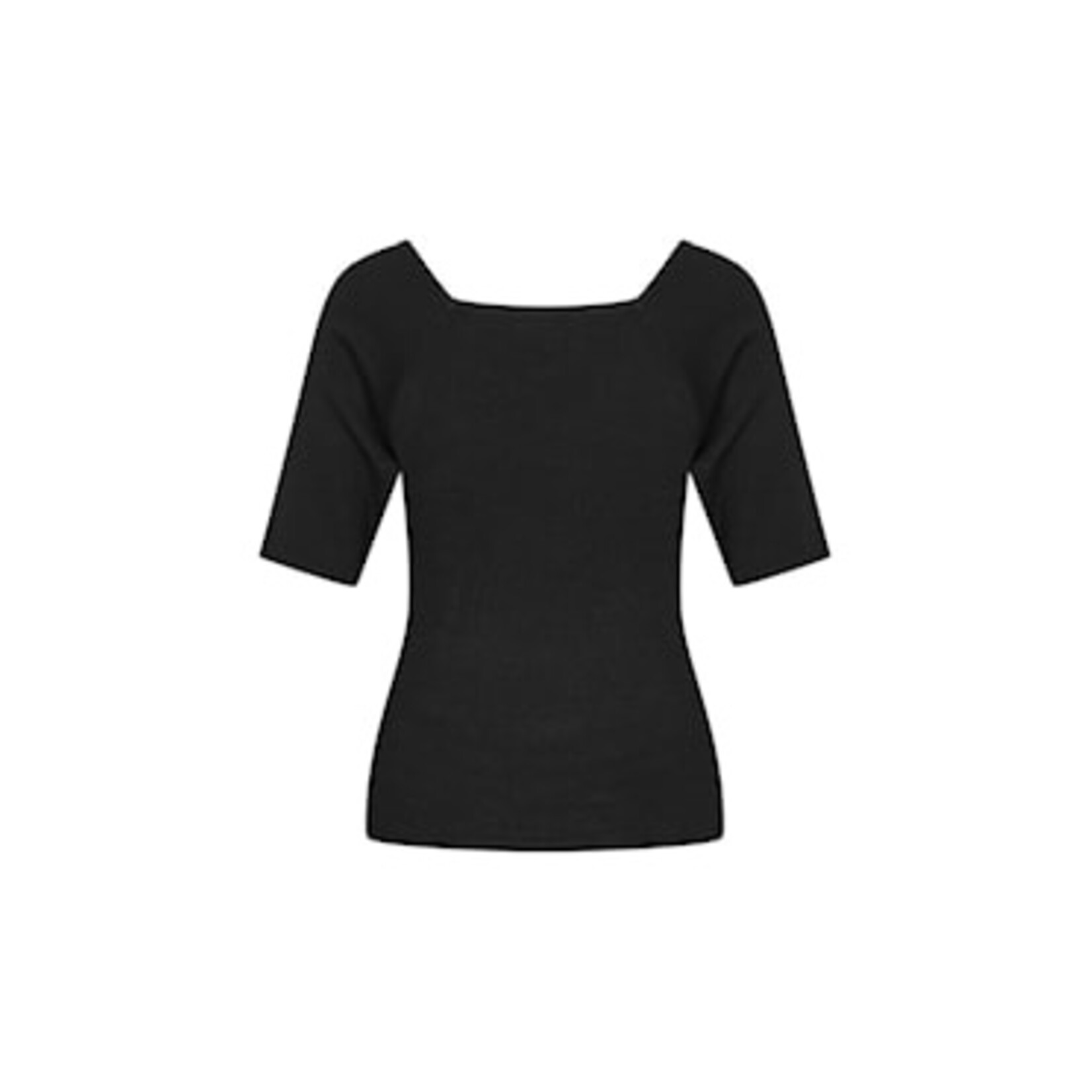 ZILCH 51BAS10.180 top square neck met halve mouw black