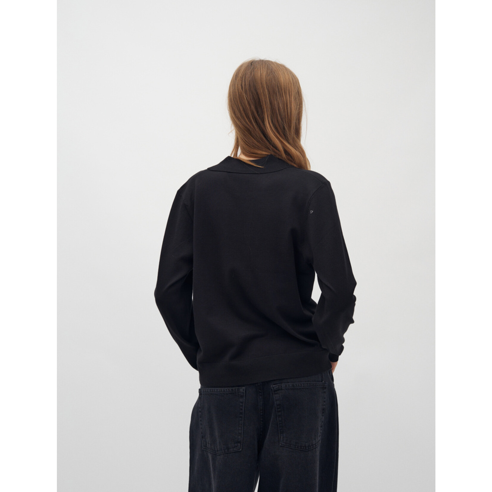 mbyM Sika-M polo met lange mouw 70% viscose en 30% polyamide