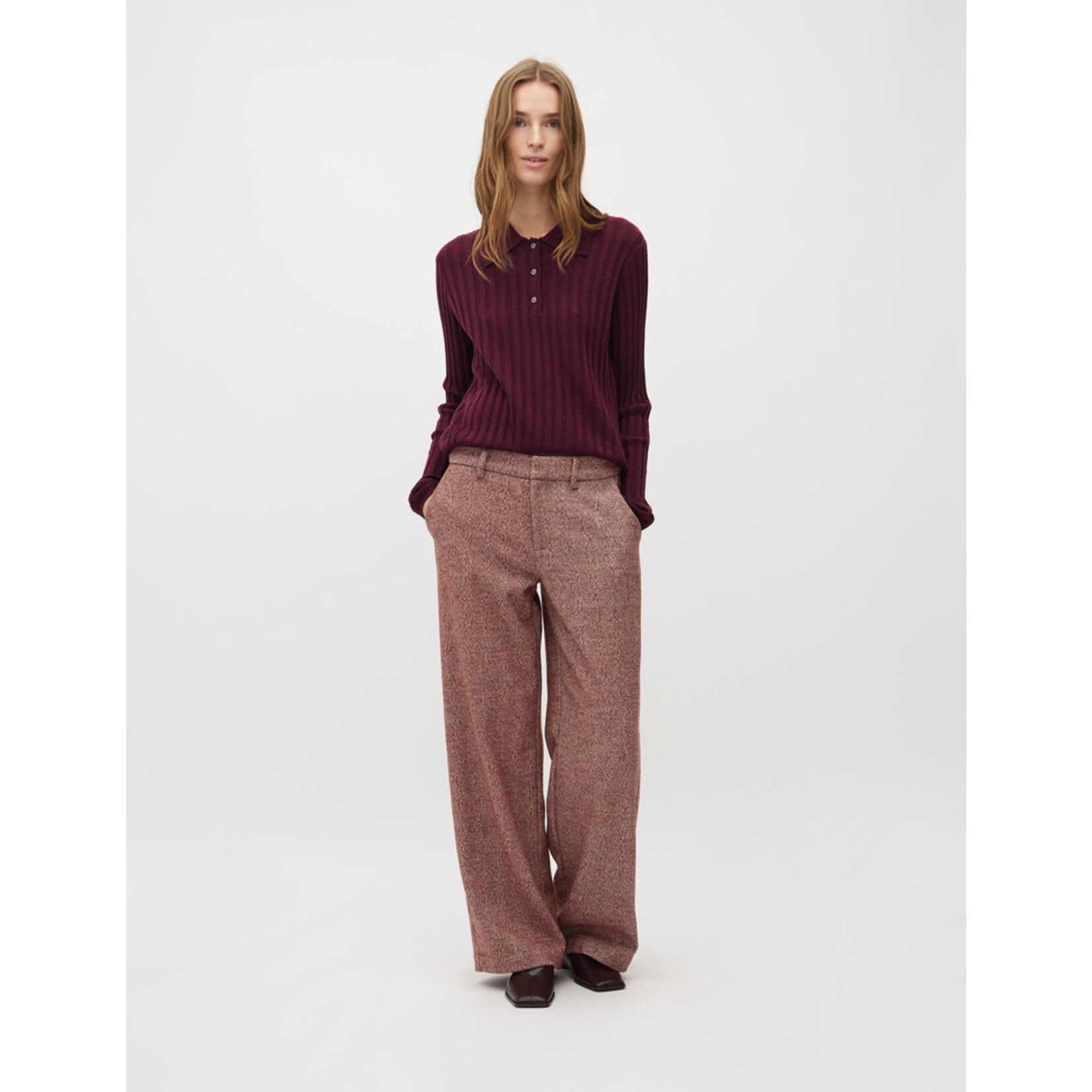 mbyM Tarrina-M pant 30% wol en 70% polyester kleur Fig melange