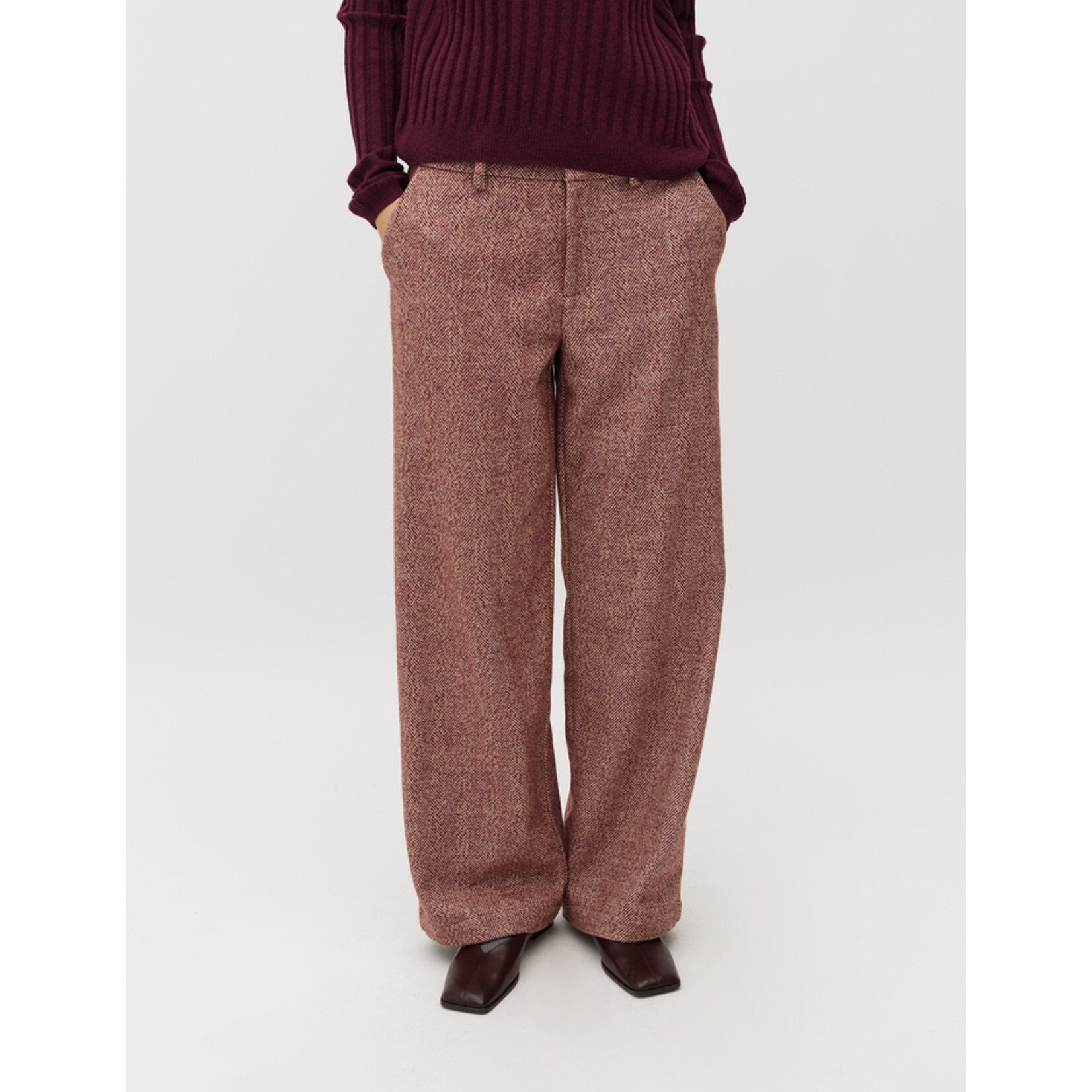 mbyM Tarrina-M pant 30% wol en 70% polyester kleur Fig melange