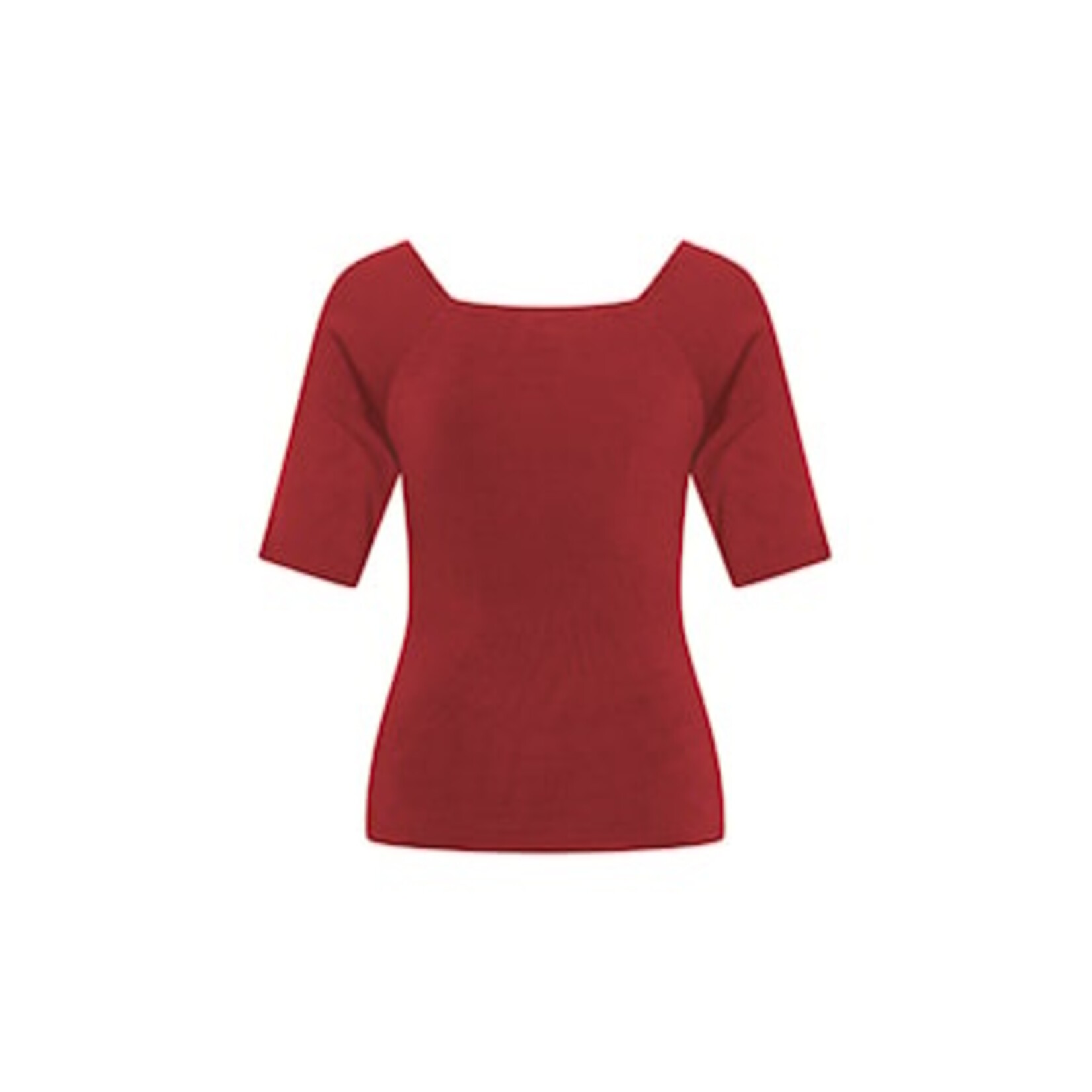 ZILCH Top square neck BAS10.180 mid sleeve mahogany