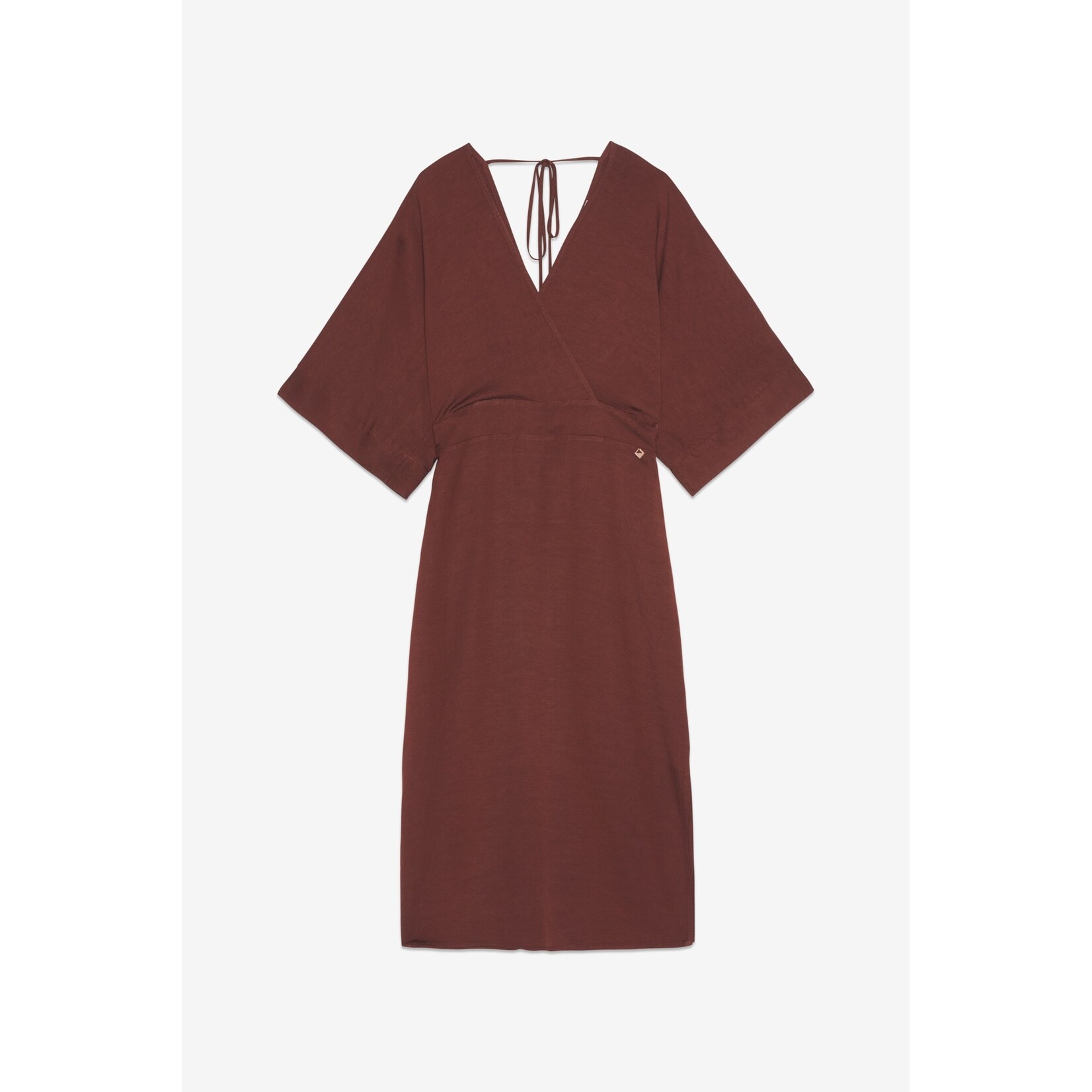 Même Road M2487A jurk met v-hals 71% viscose, 19% linnen en 10% tencel.