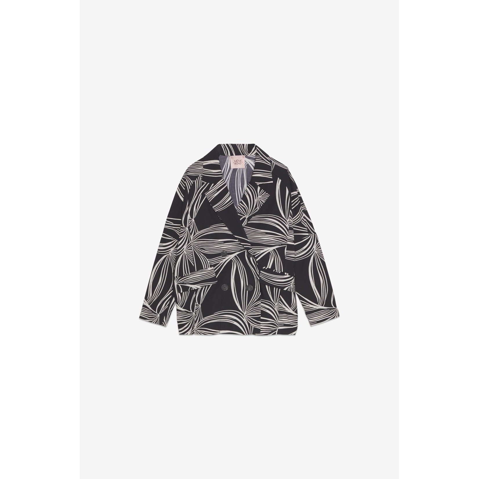 Même Road M6318G bloesjasje in unieke print zwart/wit 100% katoen.