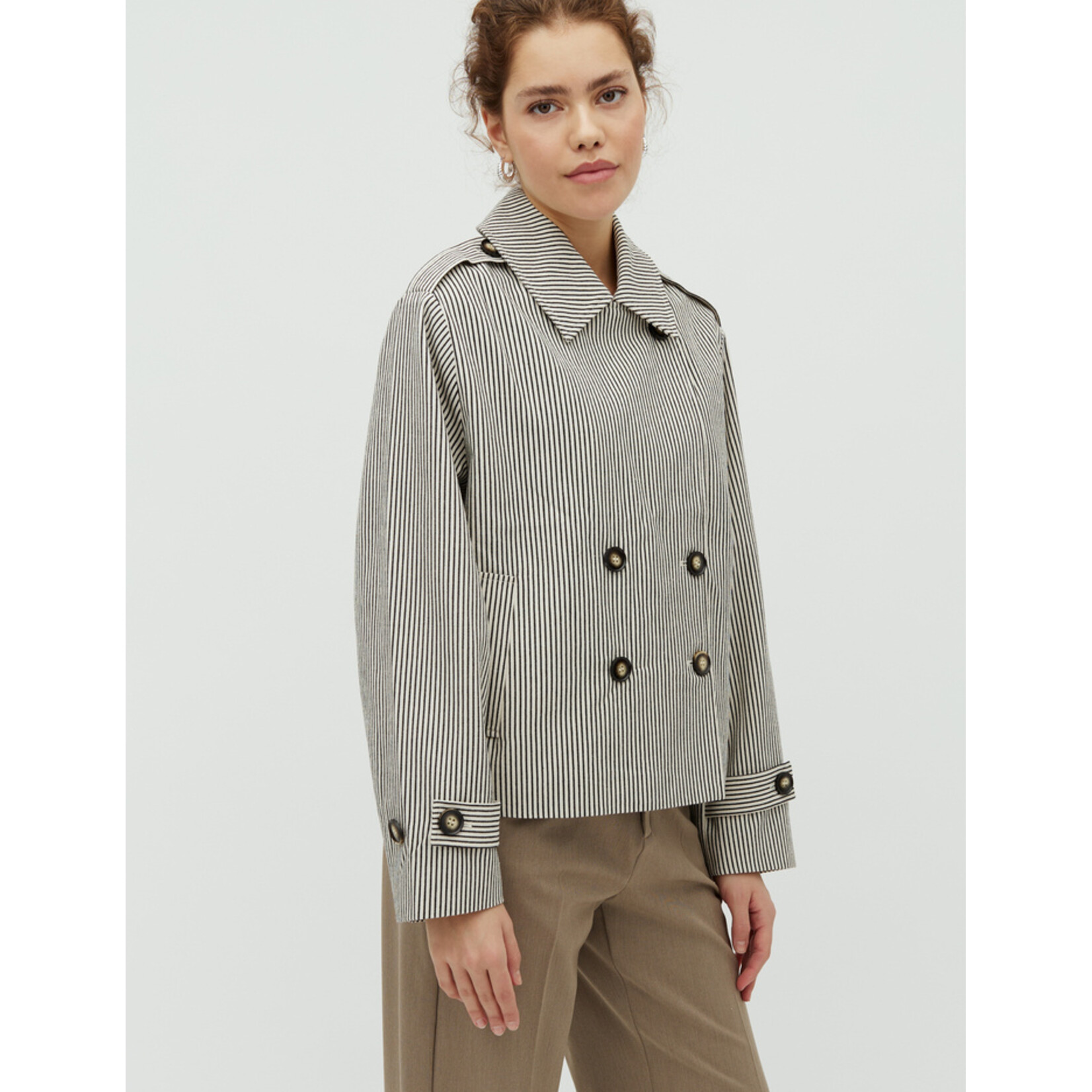 mbyM Becker-M, jacket, black/beige stripe