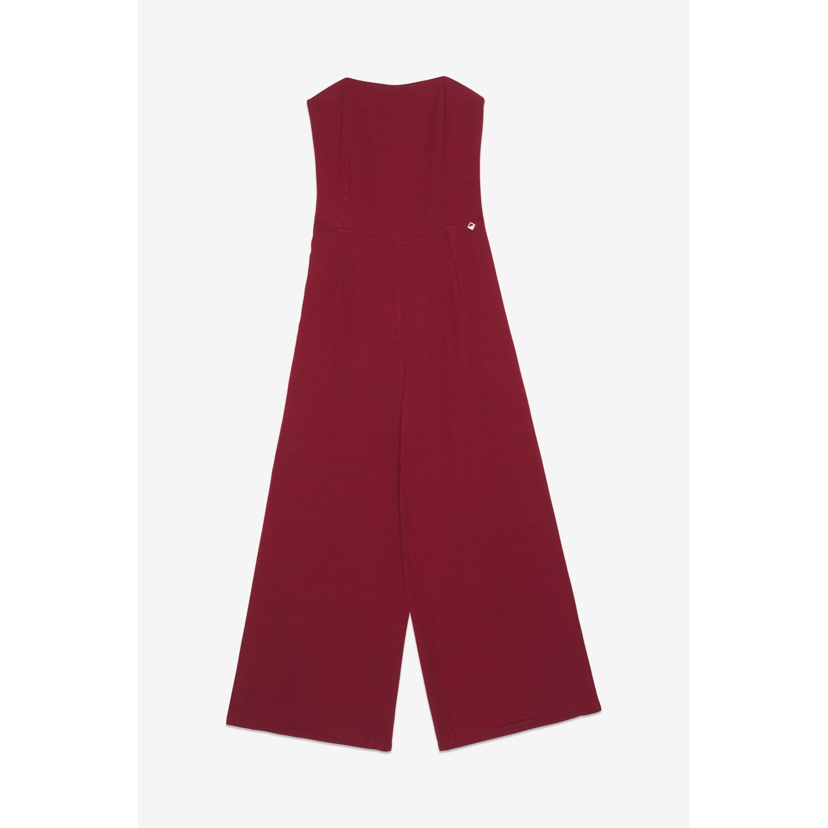 Même Road Strapless jumpsuit kleur cabernet VGG-M84799P 71% viscose 19% linnen en 10% tencel.