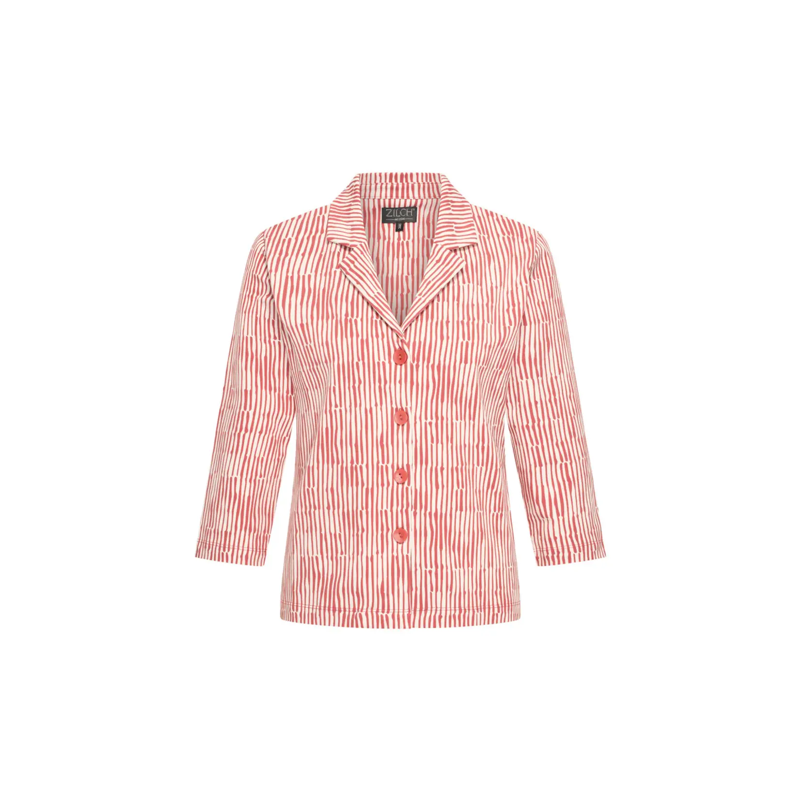Zilch 61COL15.046P blouse irregular stripes lipstick 92% organic cotton en 8% elastan