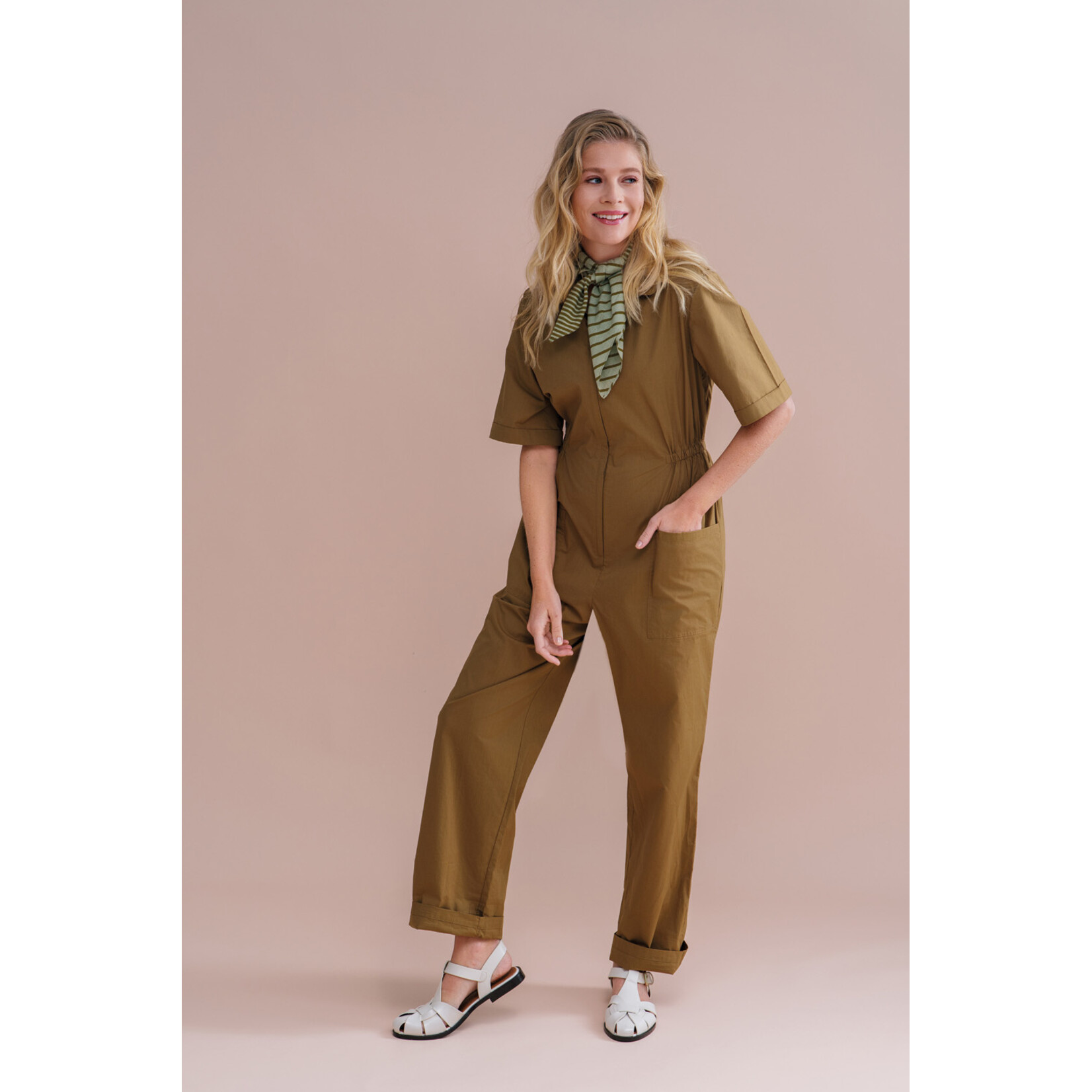Zilch 61POP60.095 jumpsuit kleur breen 100% katoen