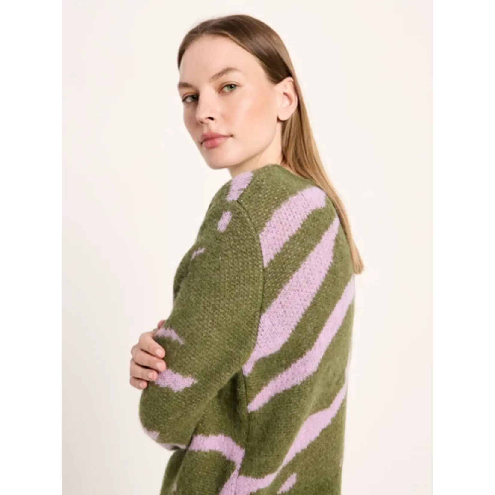 Lanius 14782 Pullover jacquard garden green/ pale violet