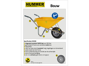 Hummer Bouwkruiwagen Basic PE 100 L geel DOOSVERPAKKING