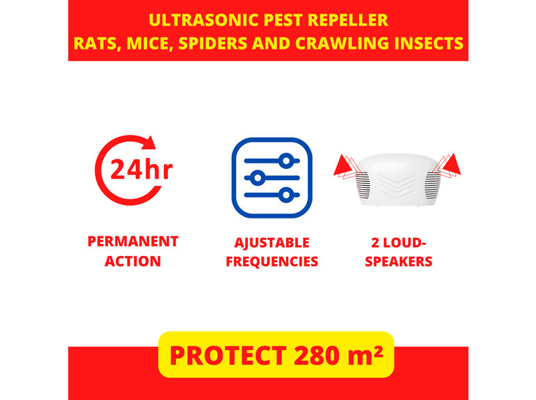 Weitech Verjager van muizen, ratten, vlooien, teken en kruipende insecten (280 m²)