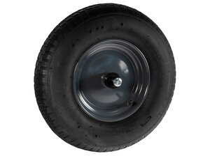 Hummer Kruiwagenwiel met luchtband en metalen velg (aslengte 13 cm)  KOGELLAGERS