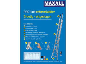 Maxall 2-delige Reformladder met uitgebogen bomen (8 t/m 14  sporten)