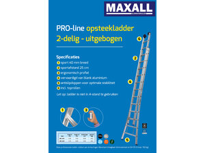 Maxall 2-delige Opsteekladder met uitgebogen bomen (16 t/m 18 sporten)