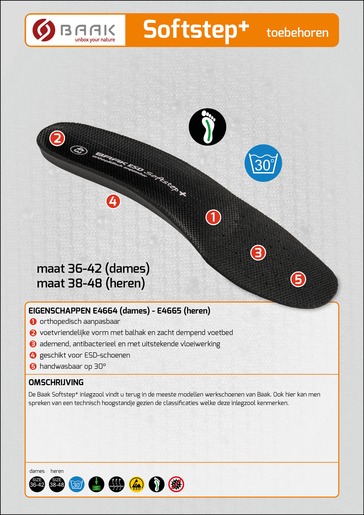 Baak Baak inlegzool Softstep+ dames ESD (36 t/m 42), foto 5 van 5