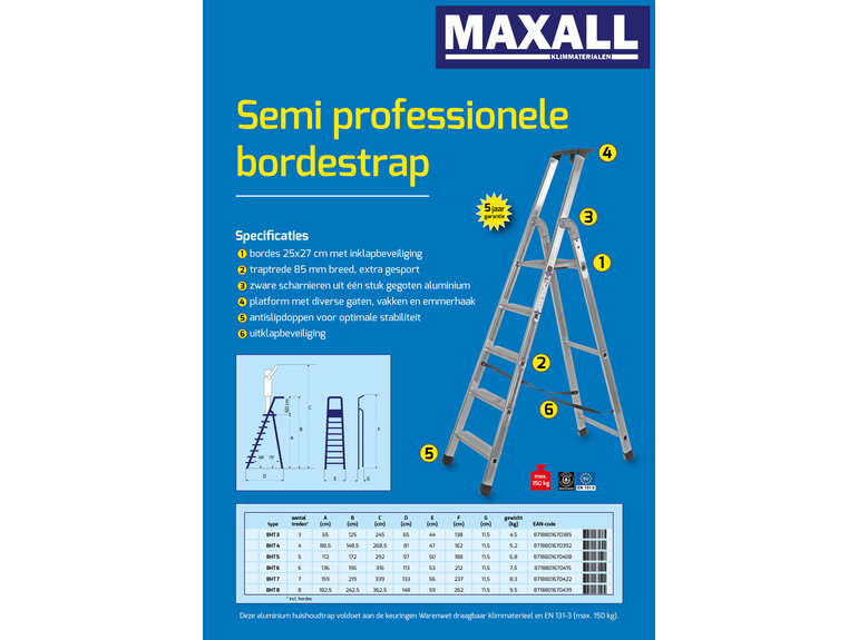 Maxall Semi-professionele Bordestrap (3 t/m 8 treden)