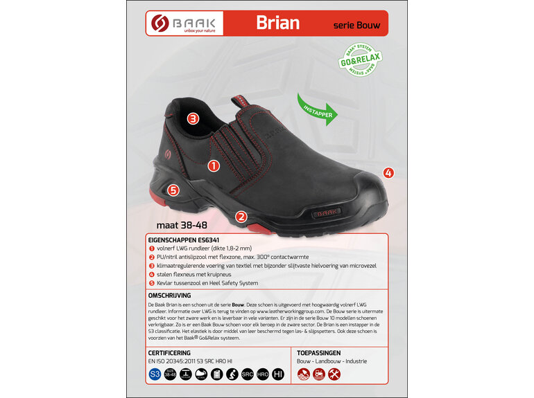 Baak Baak Brian S3 zwart instapper (38 t/m 48)