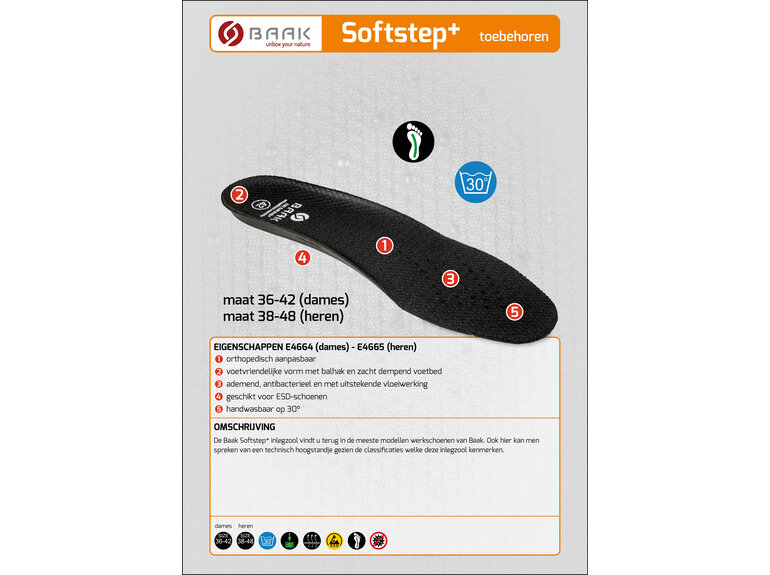 Baak Baak inlegzool Softstep+ heren ESD (38 t/m 48)