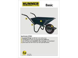 Hummer Klus/tuinkruiwagen Basic gecoat frame 80 L