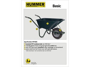 Hummer Klus/tuinkruiwagen Basic gecoat frame 100 L