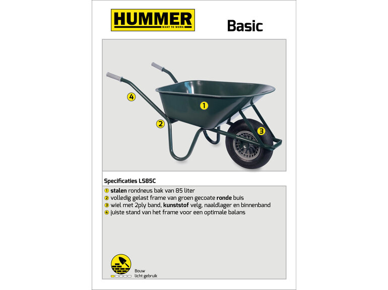 Hummer Bouwkruiwagen Basic 85 L
