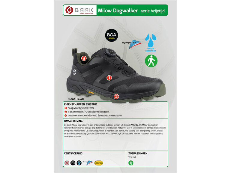 Baak Milow Dogwalker zwart met BOA sluiting (37 t/m 48) Baak Baak Milow Dogwalker zwart met BOA sluiting (37 t/m 48)