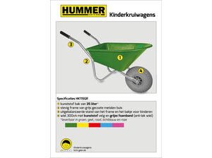 Hummer Kinderkruiwagen 35 L groen met softwiel