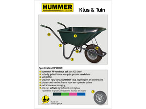 Hummer Klus/tuinkruiwagen gecoat frame 100 L groen met softwiel