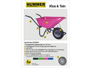 Hummer Klus/tuinkruiwagen gecoat frame 100 L fuchsia