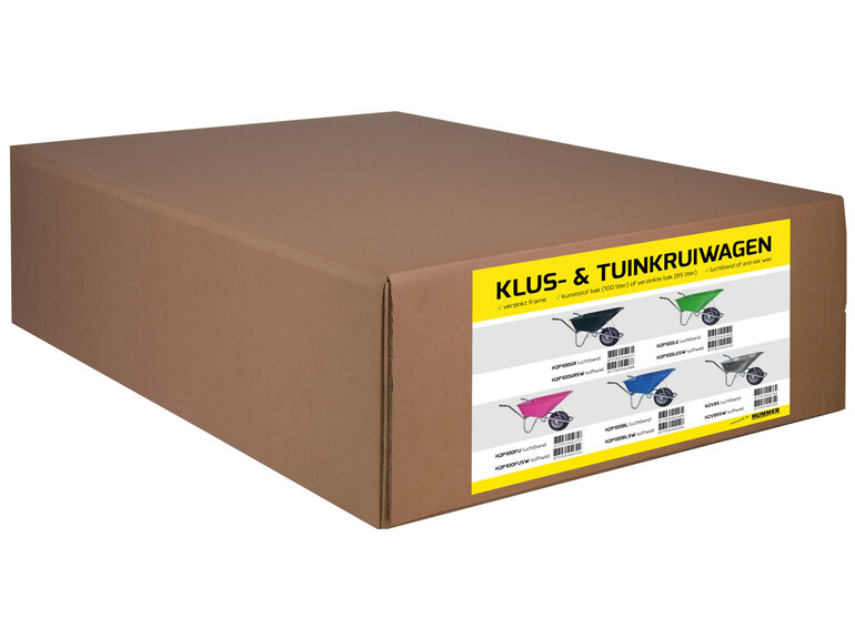 Hummer Klus/tuinkruiwagen verzinkt frame 100 L blauw met softwiel DOOSVERPAKKING