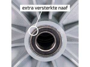 Hummer Kruiwagenwiel met grijze foamband en kunststof velg (aslengte 13 cm)