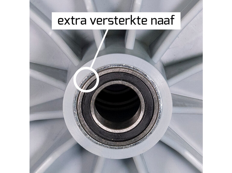 Hummer Kruiwagenwiel met grijze foamband en kunststof velg (aslengte 13 cm)