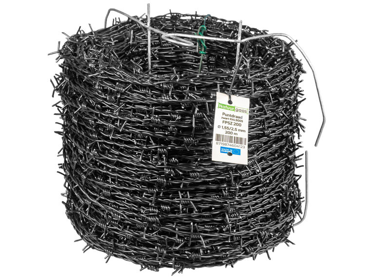 Natuurgaas Puntdraad Natuurplast zwart 200 m