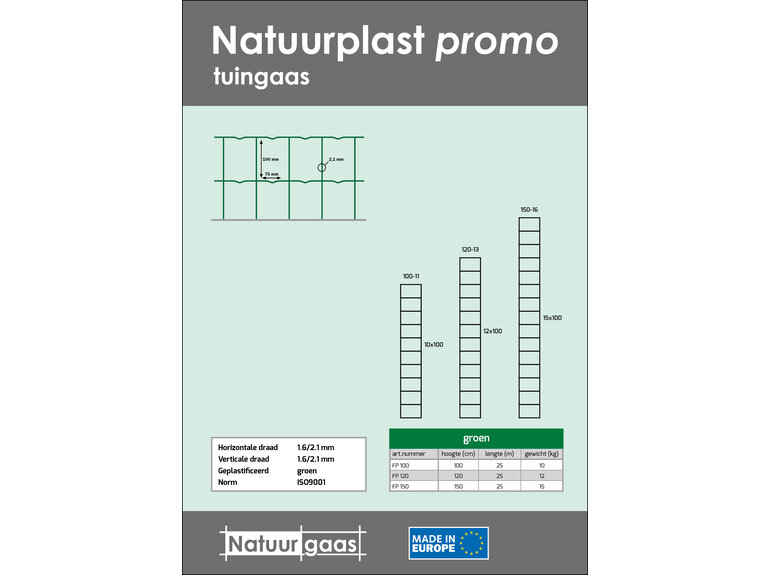 Natuurplast promo groen 100 t/m 150 cm Natuurgaas Natuurplast promo groen 100 t/m 150 cm
