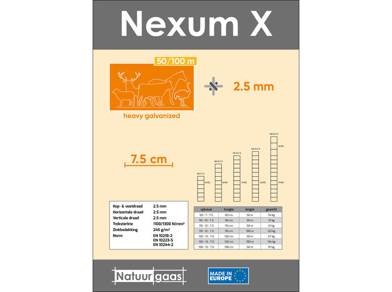 Schapengaas X-knoop Nexum verzinkt (60 cm) Natuurgaas Schapengaas X-knoop Nexum verzinkt (60 cm)