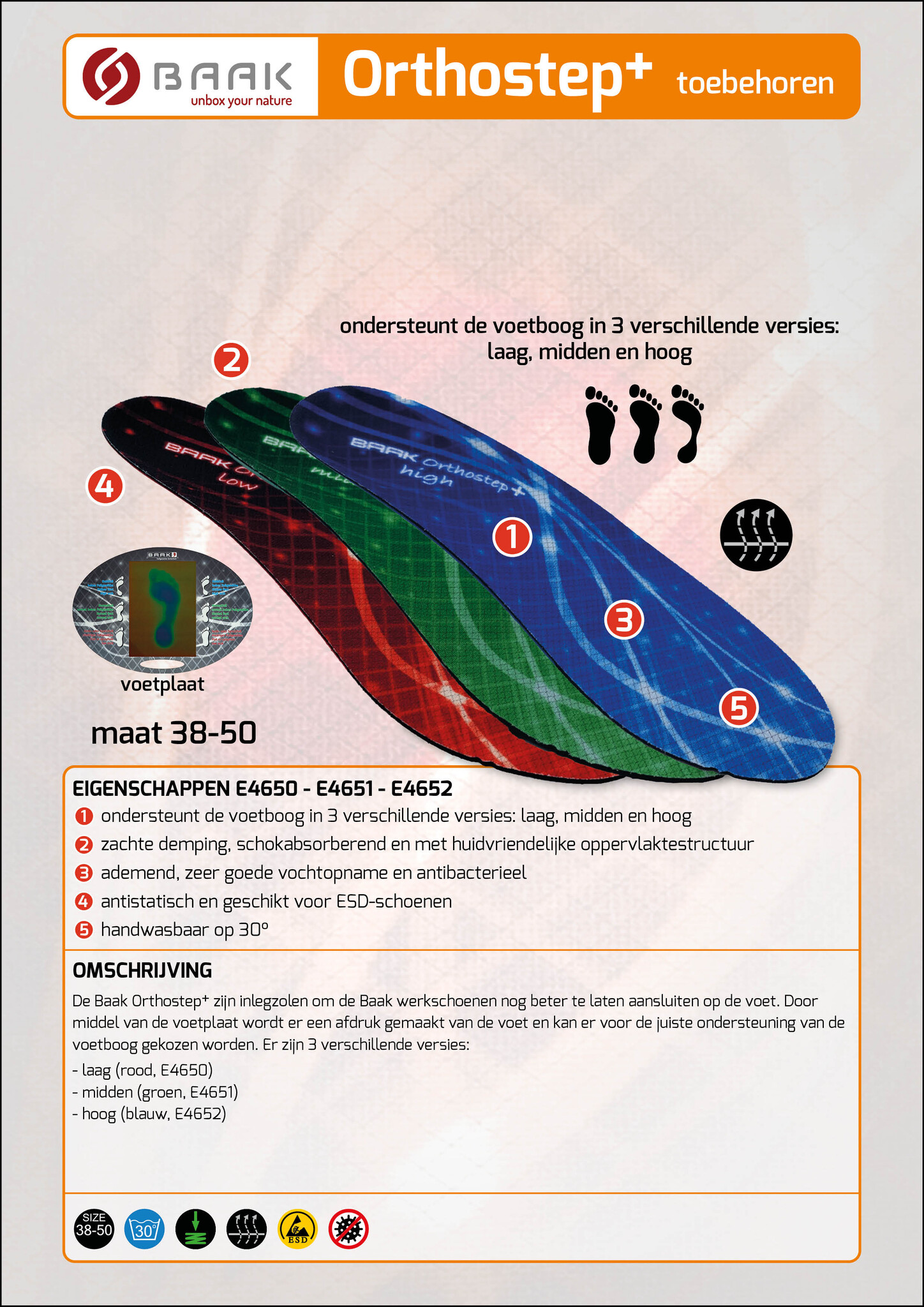 Baak Baak inlegzool Orthostep+ hoog blauw (38 t/m 50), foto 5 van 5