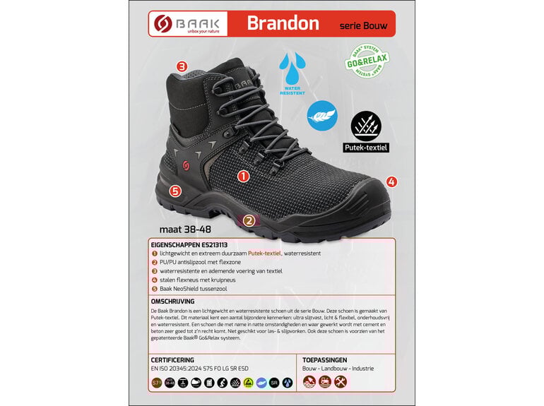 Baak Brandon S7S zwart Putek-textiel WATERRESISTENT (38 t/m 48) Baak Baak Brandon S7S zwart Putek-textiel WATERRESISTENT (38 t/m 48)