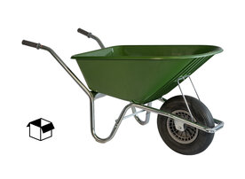 Klus/tuinkruiwagen verzinkt frame 100 L grasgroen met softwiel DOOSVERPAKKING