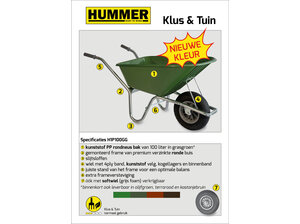 Klus/tuinkruiwagen verzinkt frame 100 L olijfgroen met softwiel Hummer Klus/tuinkruiwagen verzinkt frame 100 L olijfgroen met softwiel
