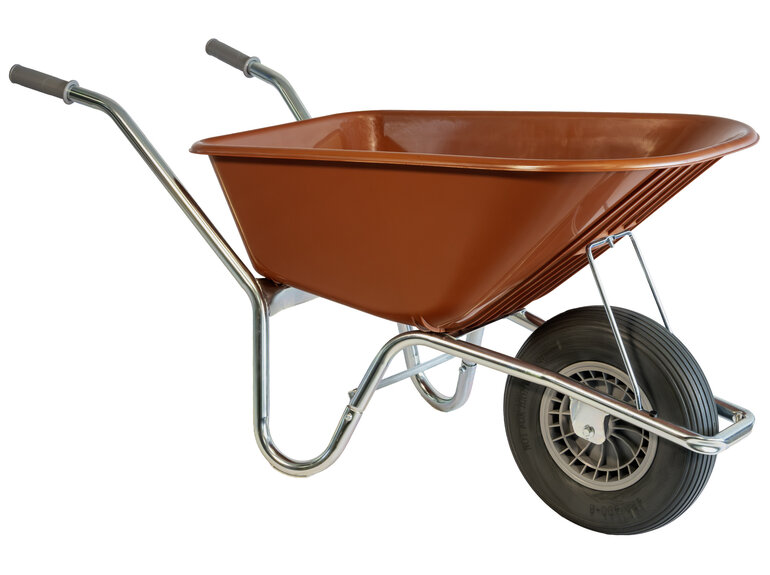 Hummer Klus/tuinkruiwagen verzinkt frame 100 L terrarood met softwiel