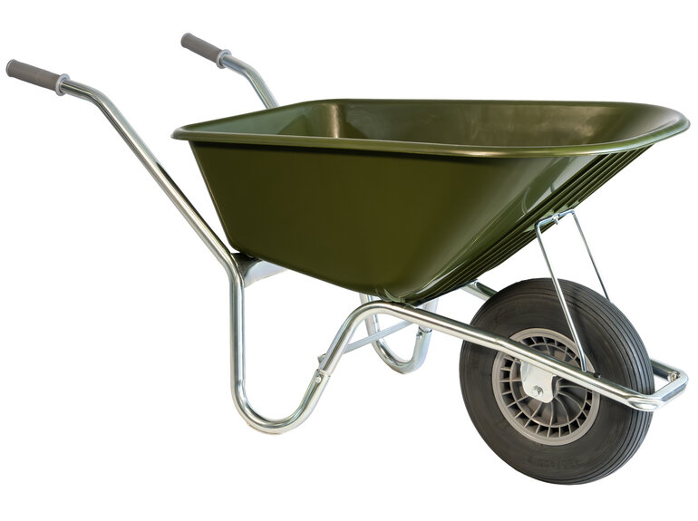 Hummer Klus/tuinkruiwagen verzinkt frame 100 L olijfgroen  met softwiel