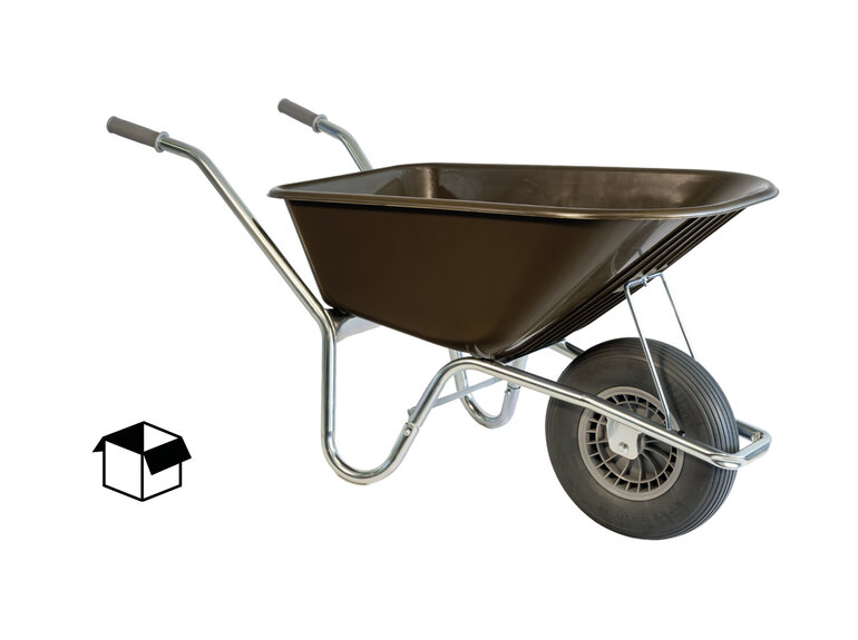 Klus/tuinkruiwagen verzinkt frame 100 L kastanjebruin met softwiel DOOSVERPAKKING Hummer Klus/tuinkruiwagen verzinkt frame 100 L kastanjebruin met softwiel DOOSVERPAKKING