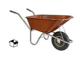Klus/tuinkruiwagen verzinkt frame 100 L terrarood met softwiel DOOSVERPAKKING