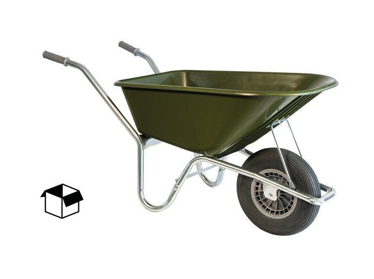 Klus/tuinkruiwagen verzinkt frame 100 L olijfgroen met softwiel DOOSVERPAKKING Hummer Klus/tuinkruiwagen verzinkt frame 100 L olijfgroen met softwiel DOOSVERPAKKING
