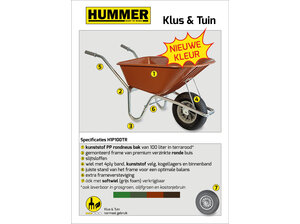 Hummer Klus/tuinkruiwagen verzinkt frame 100 L terrarood met softwiel