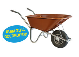 Klus/tuinkruiwagen verzinkt frame 100 L terrarood met softwiel