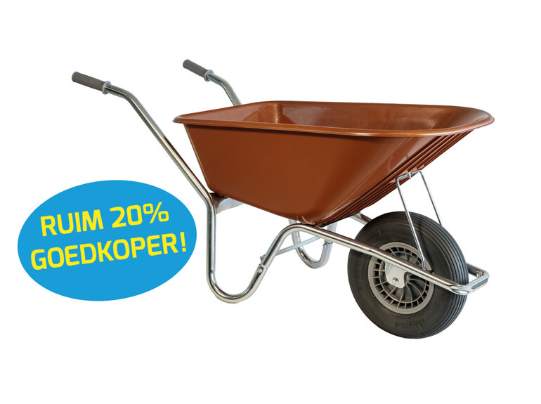 Hummer Klus/tuinkruiwagen verzinkt frame 100 L terrarood met softwiel